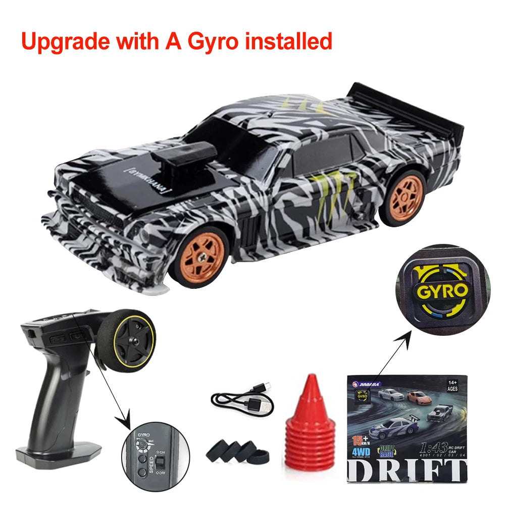 Upgraded Gyro 1/43 RC Drifting Car Racing RTR 4WD High Speed Radio Control Model 2.4G Drift Race Vehicle Mini Gifts
