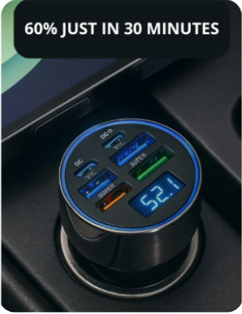 Cargador de coche de 100 W PD, carga rápida